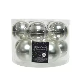 набор шаров 60мм 10шт стекло серебро