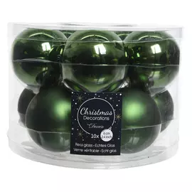 набор шаров 60мм 10шт стекло сосново-зелёный