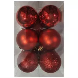 набор шаров 60мм 12шт пластик красный микс