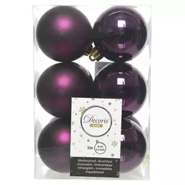 набор шаров 60мм 12шт пластик сливовый
