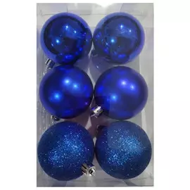 набор шаров 60мм 6шт пластик синий микс