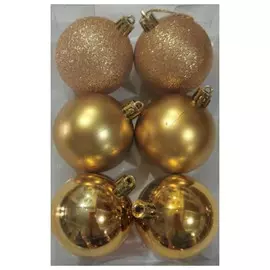 набор шаров 60мм 6шт пластик золото микс