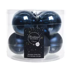 набор шаров 70мм 8шт стекло тёмно-сапфировый