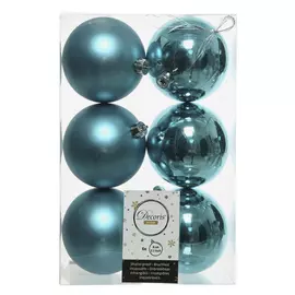 набор шаров 80мм 6шт пластик бирюзовый