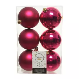 набор шаров 80мм 6шт пластик ягодно-розовый