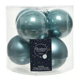 набор шаров 80мм 6шт стекло голубой рассвет