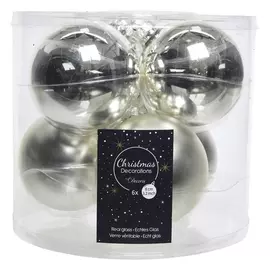 набор шаров 80мм 6шт стекло серебро