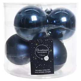 набор шаров 80мм 6шт стекло тёмно-сапфировый