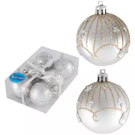 набор шаров Блеск 60мм 6шт пластик серебро