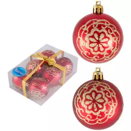 набор шаров Цветок 60мм 6шт пластик красный