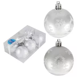 набор шаров Ёлка 60мм 6шт пластик серебро