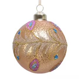 набор шаров Перо 80мм 3шт стекло золото