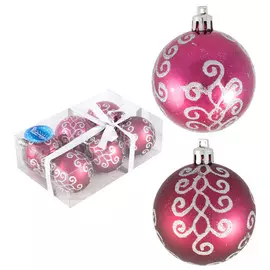 набор шаров Традиции 60мм 6шт пластик розовый