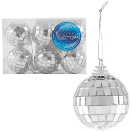 набор шаров Зеркальный 40мм 6шт пена/зеркало серебро