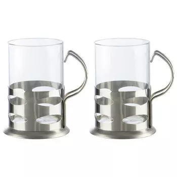 набор стаканов MALLONY Boccale 2шт 200мл в подстаканниках термостекло, нерж. сталь