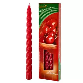 набор свечей CHAMELEON Вишня 4шт. 24х1,9см 8ч/г витые красные ароматизироанные