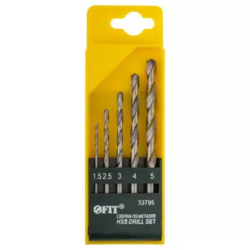 набор сверл по металлу FIT HSS 1,5-5мм 5шт