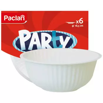 набор тарелок PACLAN Party 6шт 18,5см глубокие пластик белые