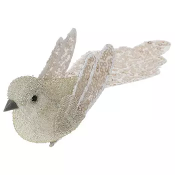 набор украшений птица на зажиме 2шт 15см золото