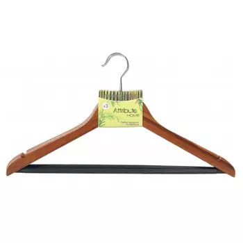 набор вешалок ATTRIBUTE 3шт универсальные бамбук 44см с антискользящей перекладиной