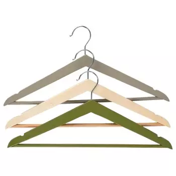 набор вешалок DOMCRAFT Swed sky 3шт 40см универсальные дерево с выемками микс цвета бежевый, зеленый