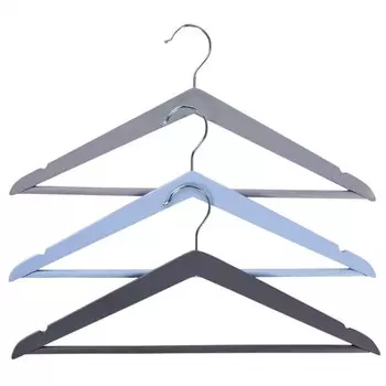 набор вешалок DOMCRAFT Swed sky 3шт 40см универсальные дерево с выемками микс цвета серый, голубой