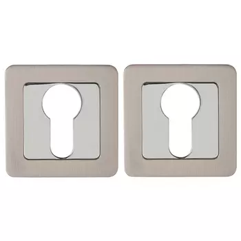 накладка под цилиндр PUNTO квадрат матовый никель/хром