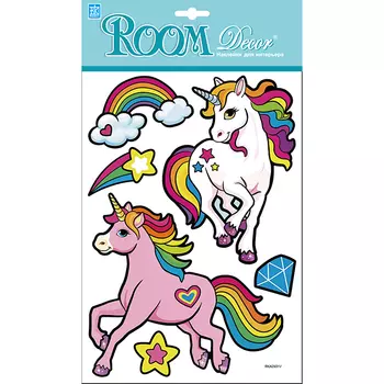 наклейка ROOMDECOR Единороги голограмма 21х30см, арт.RKA 2931