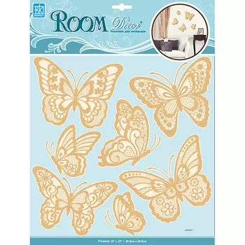 наклейка ROOMDECOR Мерцающие бабочки 30,5х30,5см, арт.CBA 1407