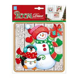 наклейка ROOMDECOR Снеговик с пингвином 18х18см, арт.PLX3206