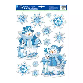 наклейка ROOMDECOR Снеговики со снежинками 29х41см, арт.WDX5771 B
