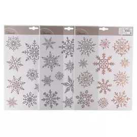 наклейки Снежинки 22х31,5см серебро в асс-те