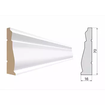 наличник STELLA 70G фигурный белый 2200х70х16мм МДФ ламинированный