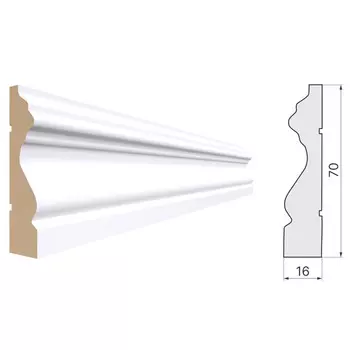 наличник STELLA 70R фигурный белый 2200х70х16мм МДФ ламинированный