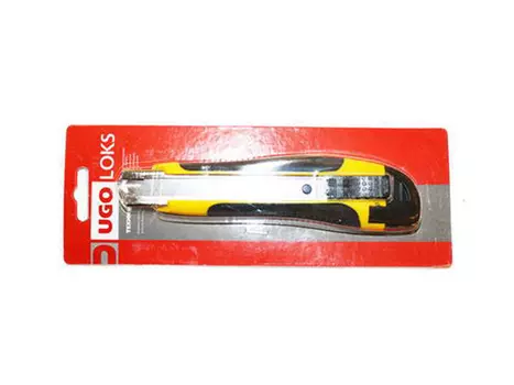 нож сегментный UGO LOKS 18мм металлическая направляющая, двухкомпонентная ручка