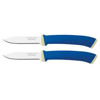 нож TRAMONTINA Felice 2шт 7,5см для овощей нерж.сталь, пластик синий с микрозубцами