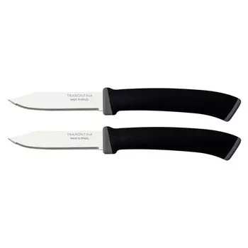 нож TRAMONTINA Felice 2шт 7,5см для овощей нерж.сталь, пластик чёрный с микрозубцами