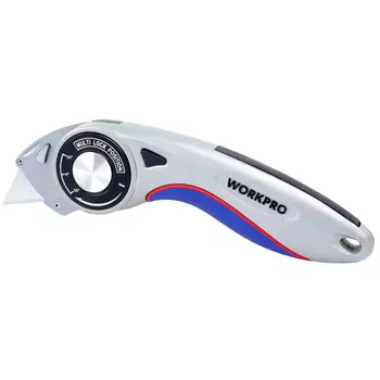 нож WORKPRO трапецевидный с поворотным лезвием