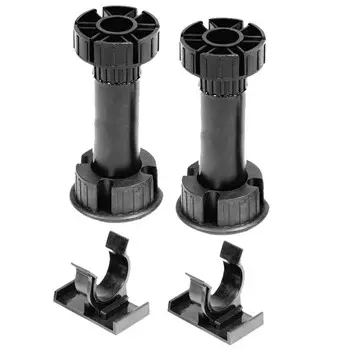 ножка кухонная 145-165 мм черная 2 шт с одной клипсой