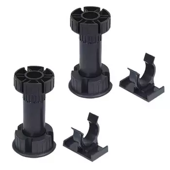 ножка кухонная 95-125 мм черная 2 шт с одной клипсой