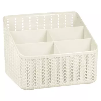 органайзер IDEA Вязание белый ротанг 5 секций 14х18,5х14см пластик