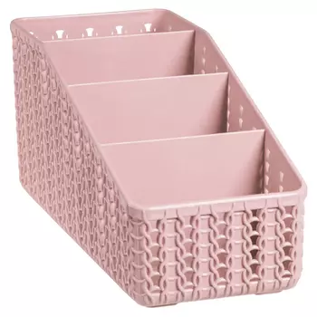 органайзер IDEA Вязание чайная роза 4 секции 10х9,5х20см пластик