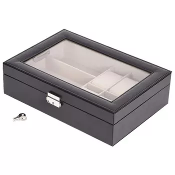 органайзер KOOPMAN для хранения часов и очков 300х210х80мм черный искусственная кожа