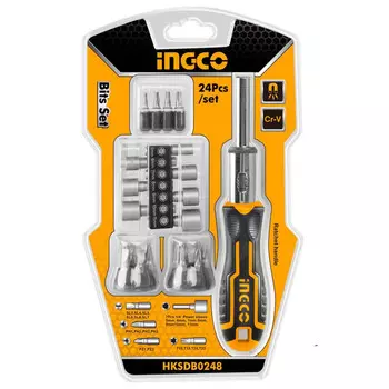 отвертка реверсивная INGCO с битами 24шт