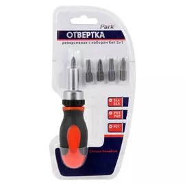 отвертка реверсивная с набором бит PARK 6 предметов