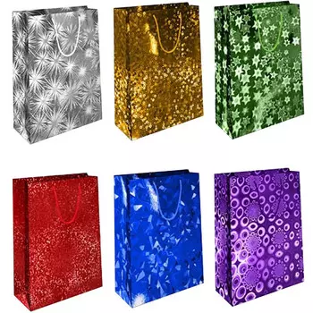 пакет подарочный (B) 22,3х18х10см BC голография в асс-те