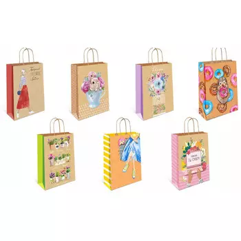 пакет подарочный (B) 23х18х10см крафт в асс-те