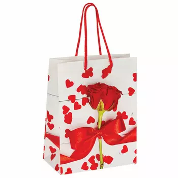 пакет подарочный (C) ЗОЛОТАЯ СКАЗКА Роза с лентой 22,9х17,8x9,8см