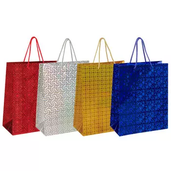 пакет подарочный (D) ЗОЛОТАЯ СКАЗКА Голография 32,4х26x12,7см в асс-те