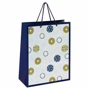 пакет подарочный (D) ЗОЛОТАЯ СКАЗКА Кольца и круги 32,4х26x12,7см